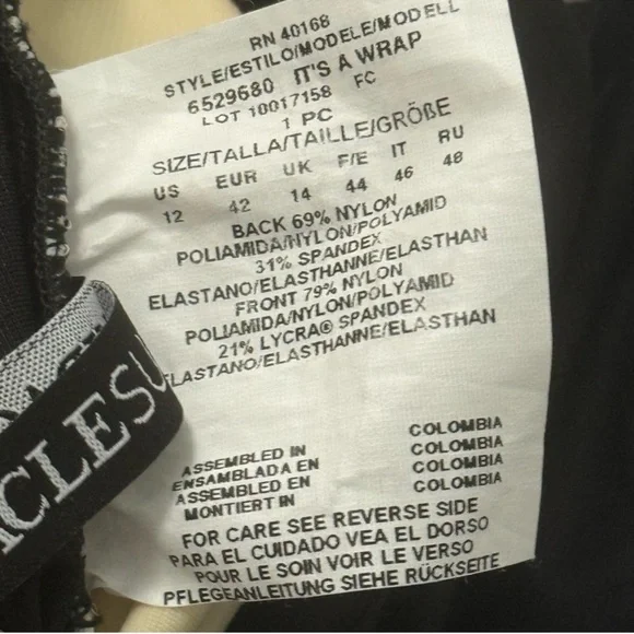 NEW Miraclesuit One Piece Swimsuit Shimmering Sands Black White Size 12